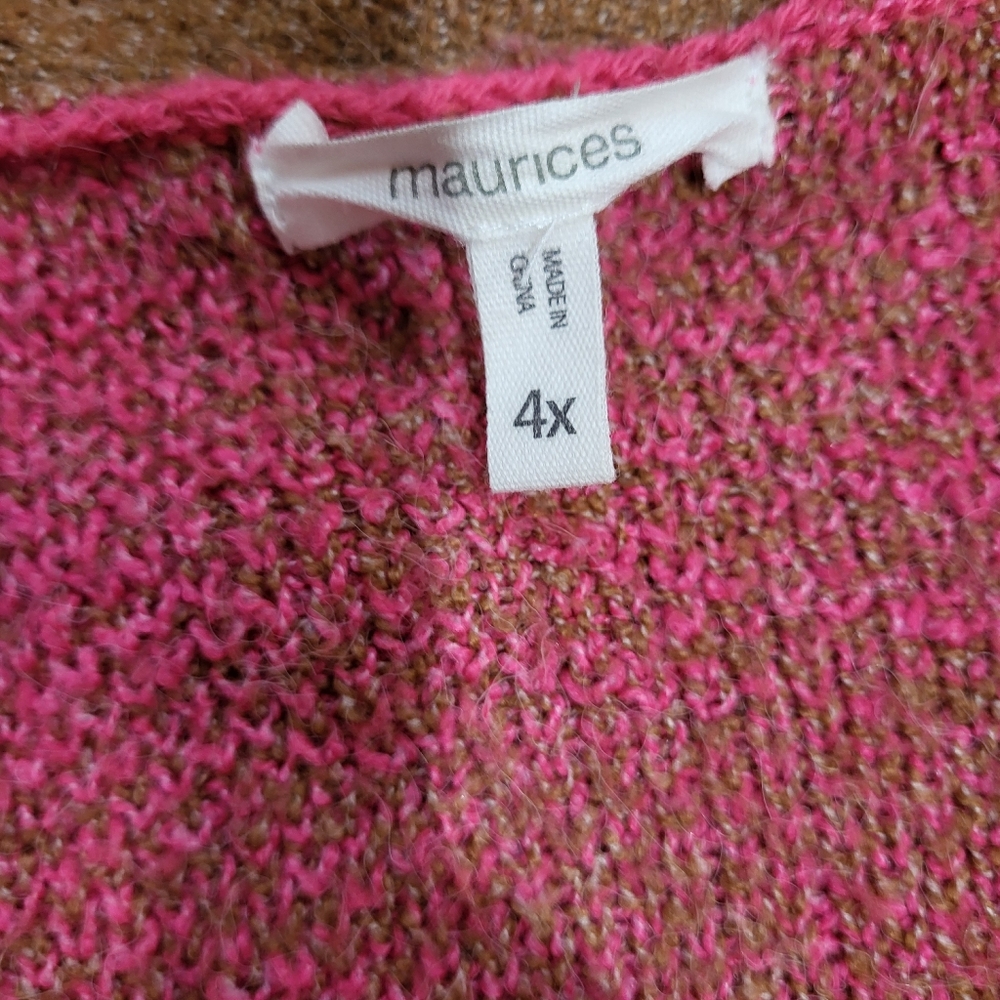 Maurices Pink and Brown Plaid Knit Button Down Cardigan Sz 4X *3/$30 Sale* - Picture 3 of 5